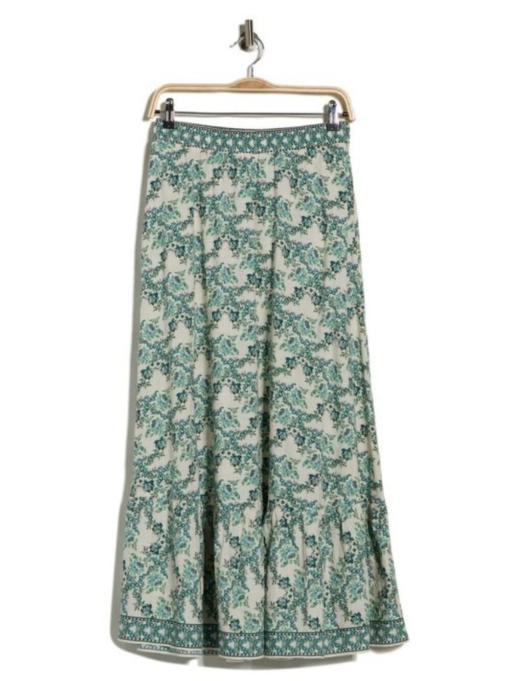 💕MAX STUDIO💕 Crosshatch Flounce Border Print Maxi Skirt XL NWT - Picture 5 of 5